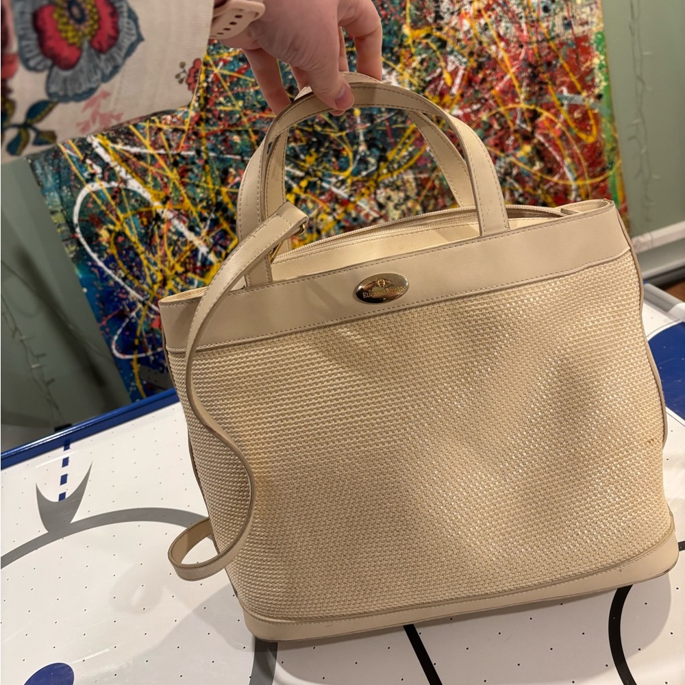 Etienne Aigner Cream Tote Bag with Structured Design